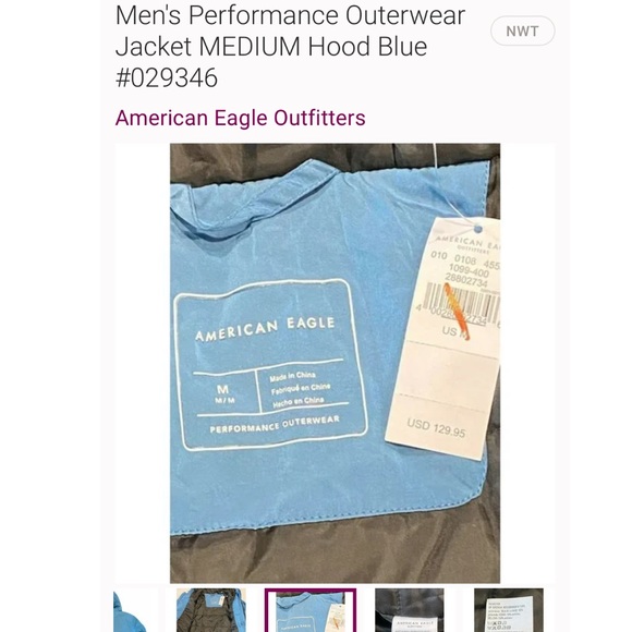 Men's Performance Outerwear Jacket MEDIUM Hood Blue #029346 - Picture 10 of 10